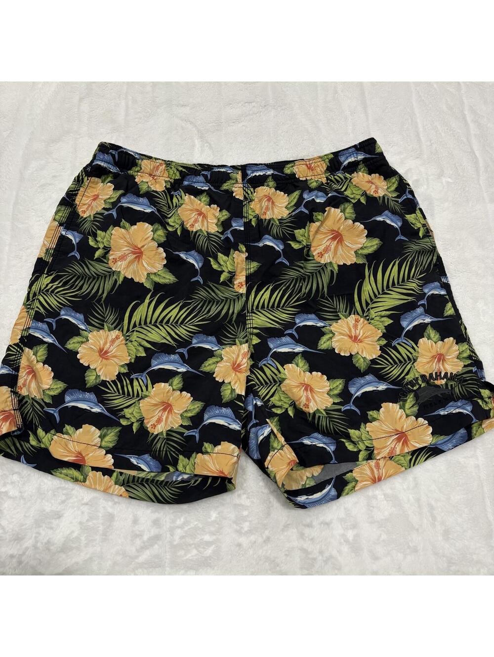 Tommy Bahama VTG Swim Trunks Men's M Nylon Tropical Floral Dolphin Print
